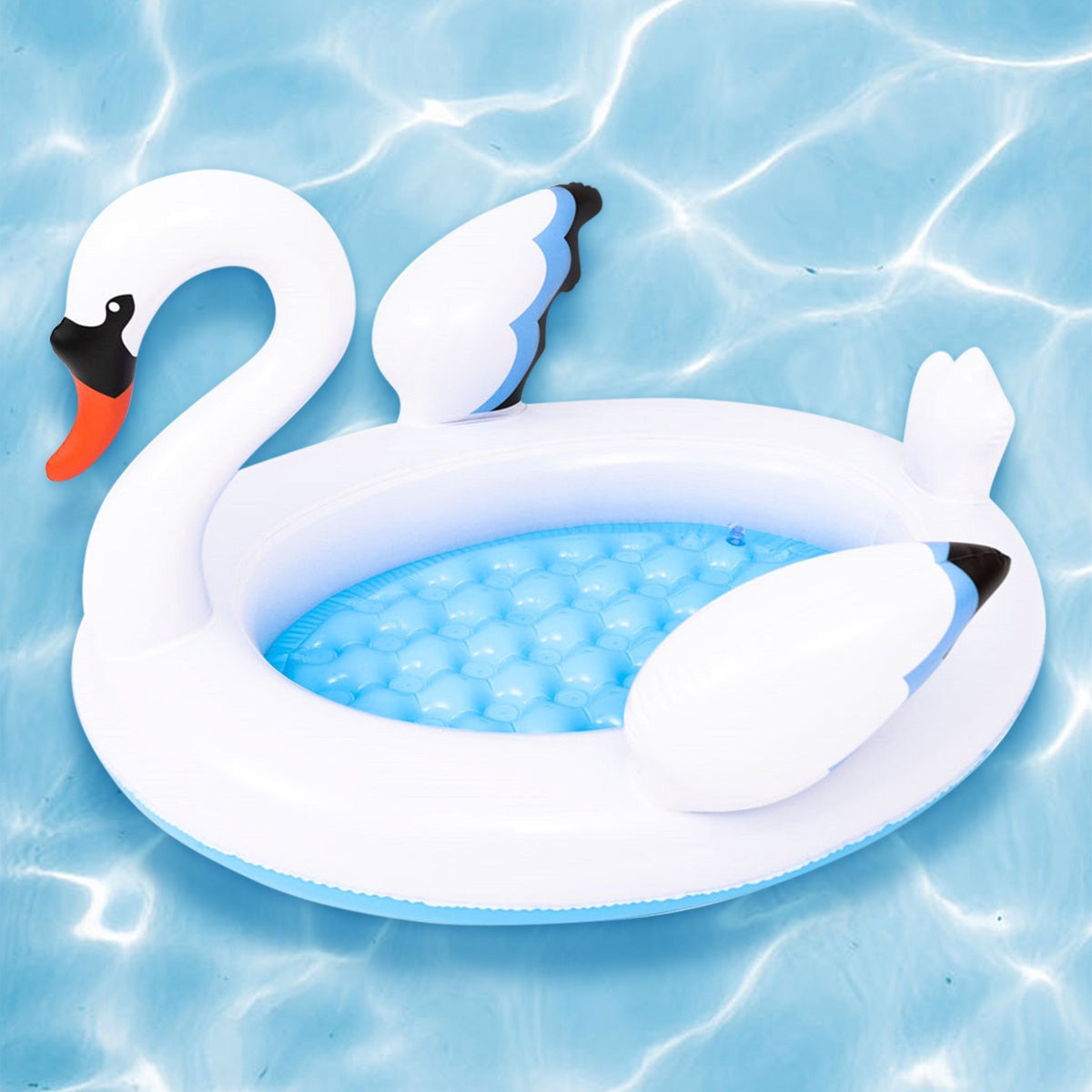 Inflatable Swan Kiddie Pool - 42.5 - White and Blue