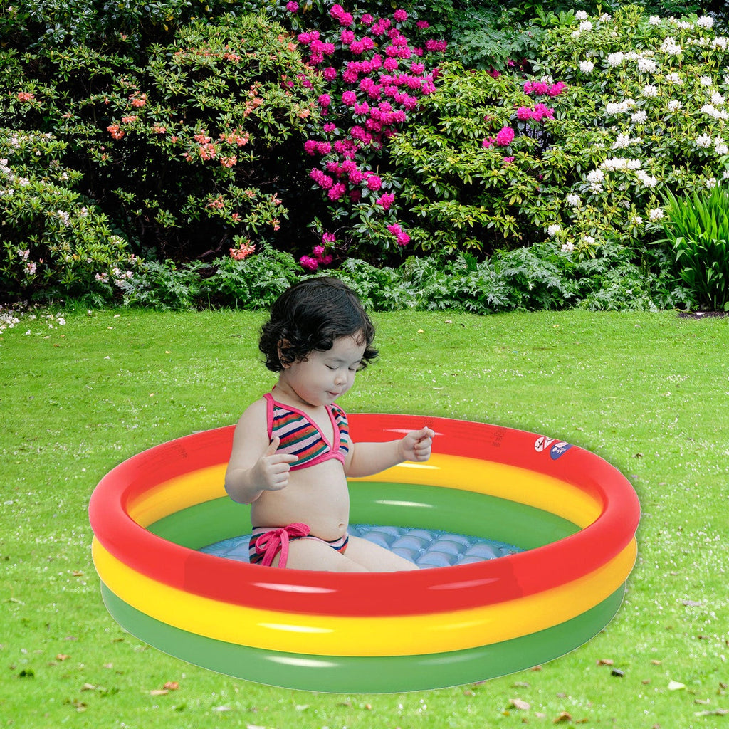 59 Red  Yellow  and Green Inflatable Round Kiddie Swimming Pool